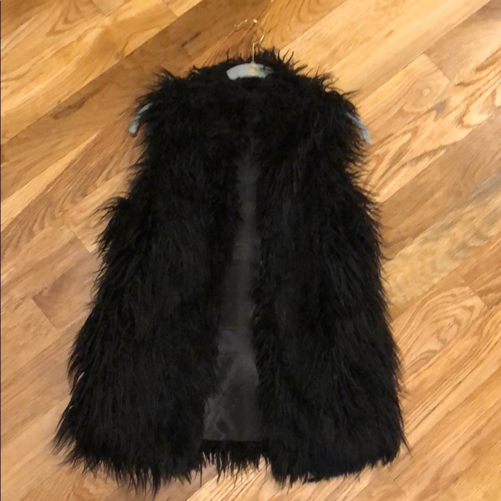 Black furry vest